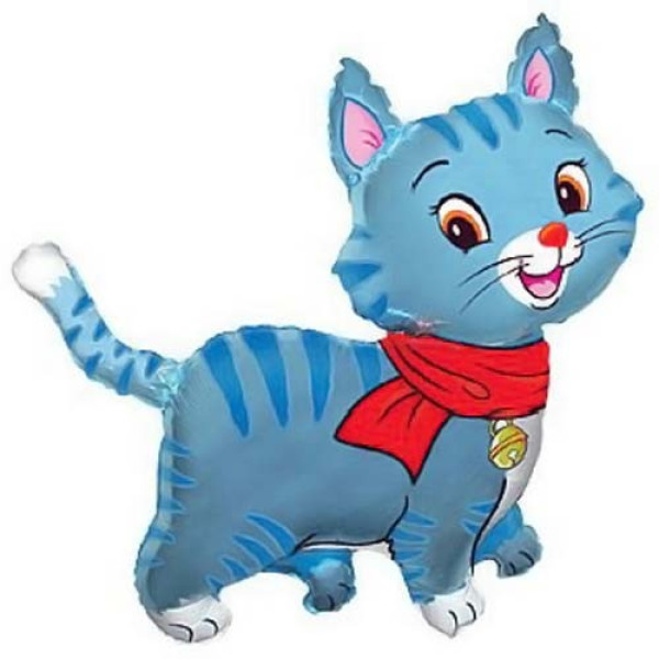 Фольгований шар блакитний котик 91см х 93см