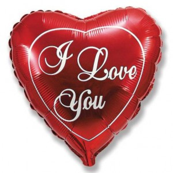 Фольгированный шар в форме сердца и надписью I love you