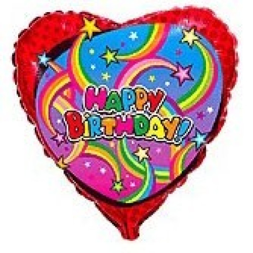 Фольгована кулька Happy birthday (різнокольоровий феєрверк)
