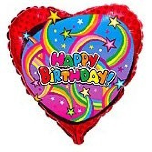Фольгована кулька Happy birthday (різнокольоровий феєрверк)
