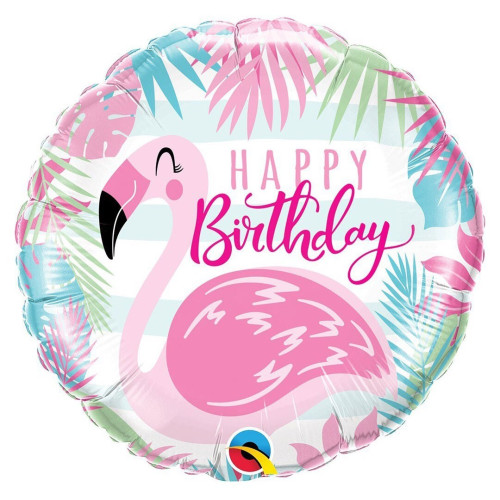 Фольгована куля Happy birthday (рожевий фламінго)