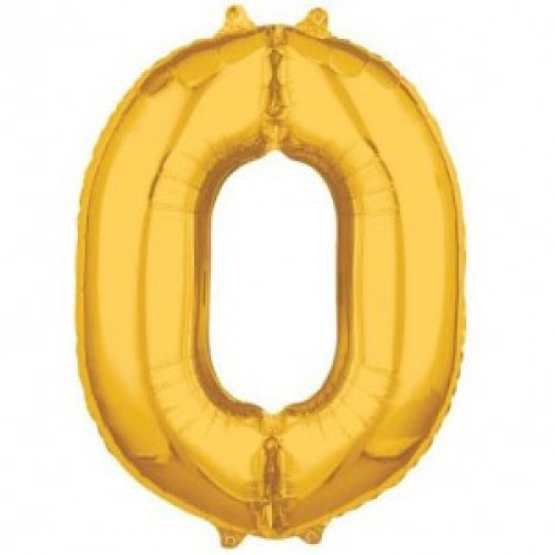 Золотистая цифра 0 (85см)