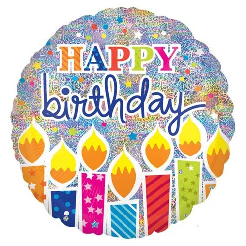 Фольгована куля Happy birthday (свічки торта)