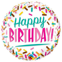 Фольгована куля Happy birthday (різнобарвні палички)