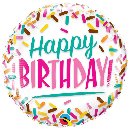 Фольгована куля Happy birthday (різнобарвні палички)