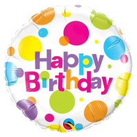 Фольгована куля Happy birthday (різнобарвний горох)