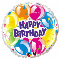 Фольгована кругла куля Happy birthday (кульки)