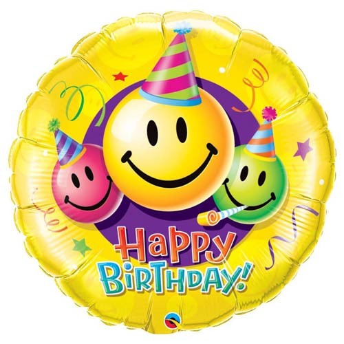 Фольгована куля Happy birthday (Три смайлики)