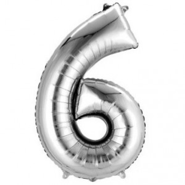 Серебристая цифра 6 (85см)