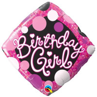 Фольгированный шар Birthday girl (розовый ромб)